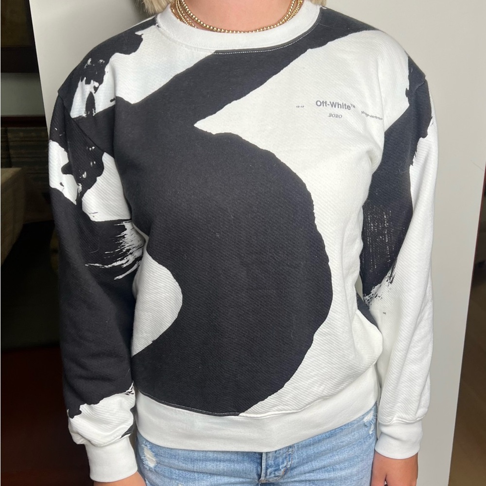 OFF-WHITE Crewneck Black and White Sweater